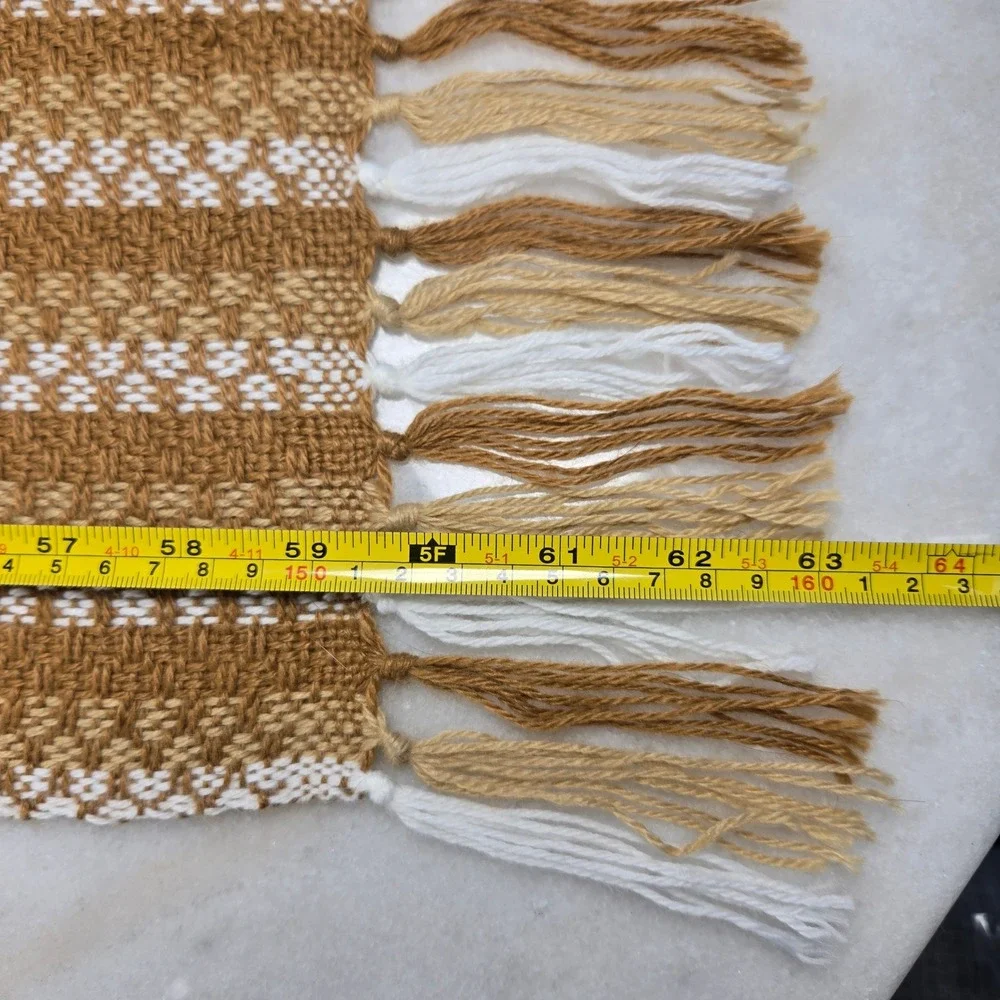 Artesanias Peru Scarf Brown Striped Alpaca Wool Fringed Boho Ethnic Hippie Chic